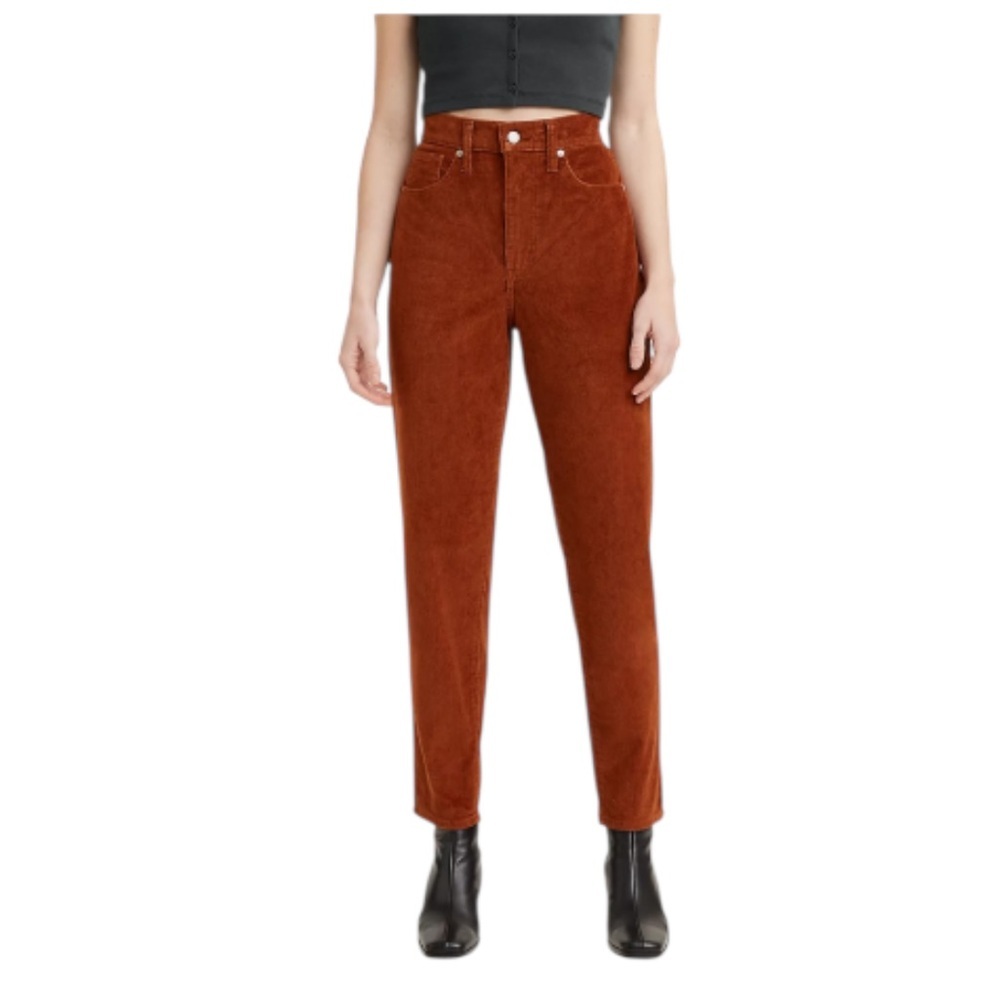 Levi’s High-Waisted Rust Corduroy Mom Jeans Ankle Tapered Leg Size 24